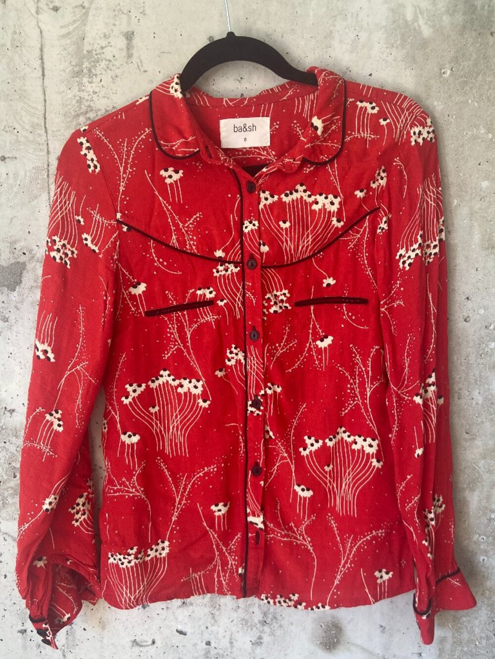 ba&sh Kamis Printed Blouse Red Viscose